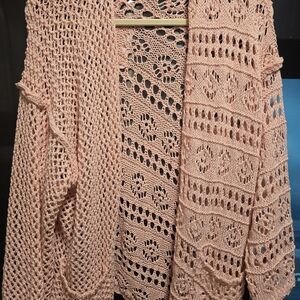 POL Women's Pink Open-Knit Cardigan